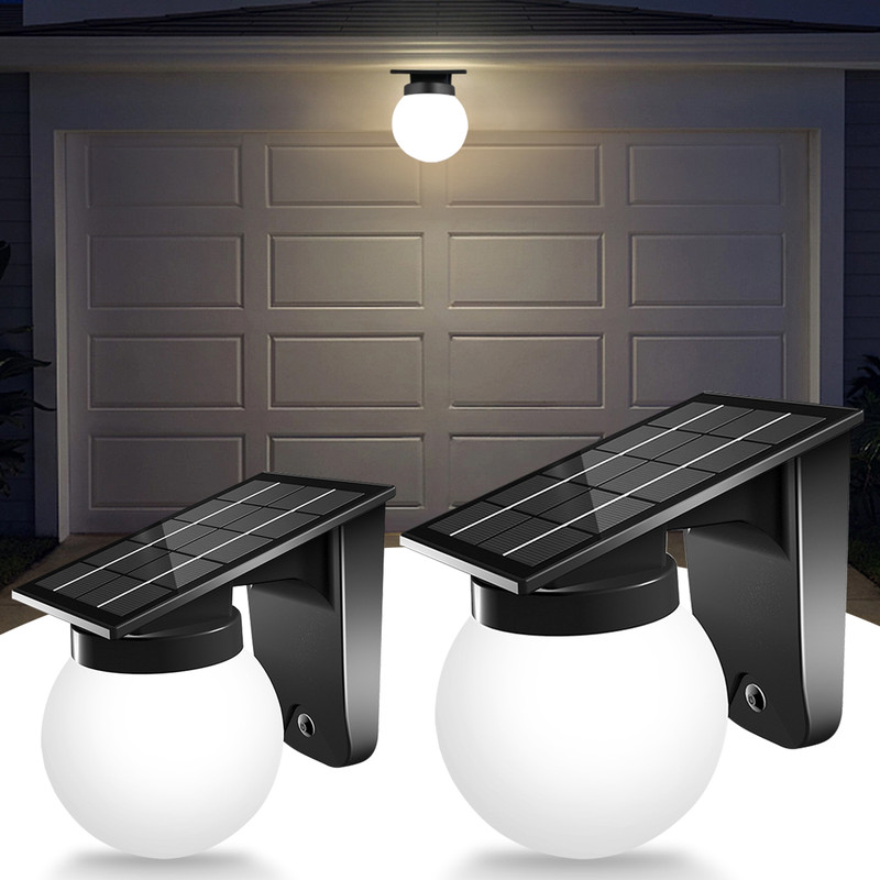 Outdoor Solar Wall Lights, IP65 Waterproof Bulb Light, Adjustable Brightness for Garden Yard Pathway Gate