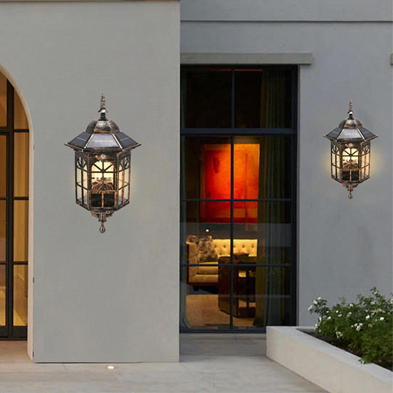 Outdoor Solar Flame Hanging Lantern Lights, IP65 Wall Mounted Lights, 3 Mode Solar Lamp for Patio Fence Garden Decor