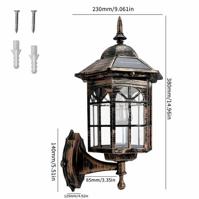 Outdoor Solar Flame Hanging Lantern Lights, IP65 Wall Mounted Lights, 3 Mode Solar Lamp for Patio Fence Garden Decor