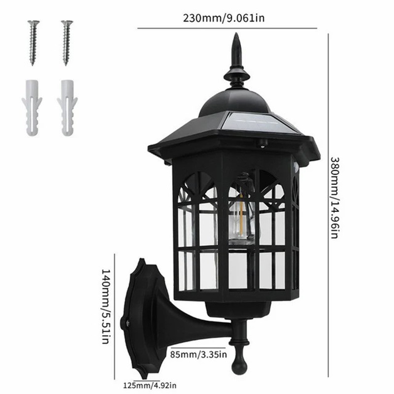 Outdoor Solar Flame Hanging Lantern Lights, IP65 Wall Mounted Lights, 3 Mode Solar Lamp for Patio Fence Garden Decor