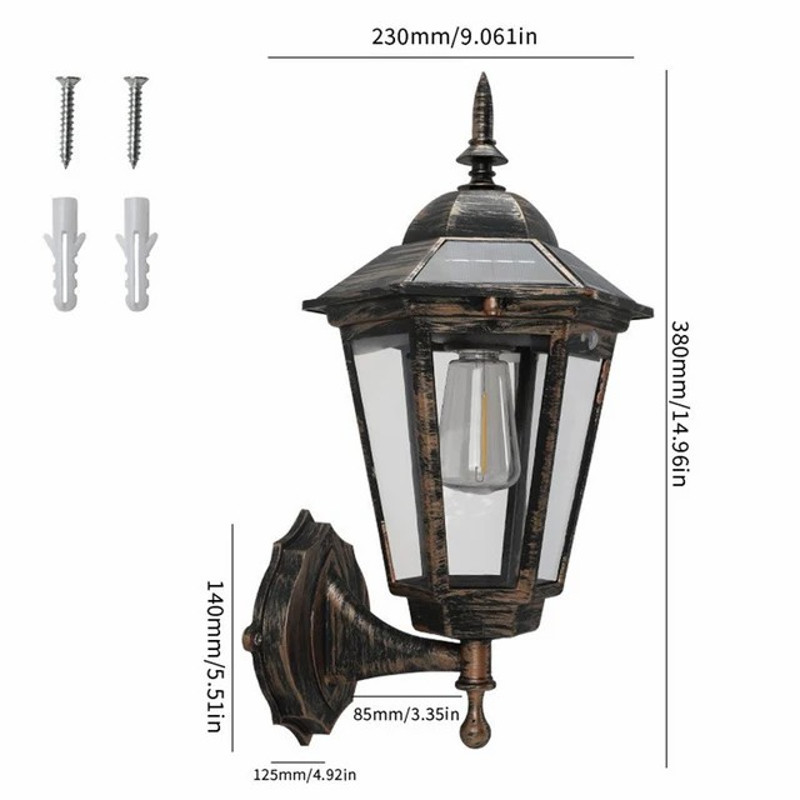 Outdoor Solar Flame Hanging Lantern Lights, IP65 Wall Mounted Lights, 3 Mode Solar Lamp for Patio Fence Garden Decor