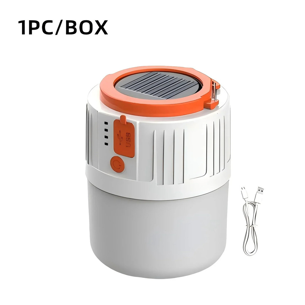 USB Rechargeable Solar Camping Light Bulb, 6 Lighting Modes, Hanging Outdoor Lamp for BBQ, Tent, Emergency Lighting