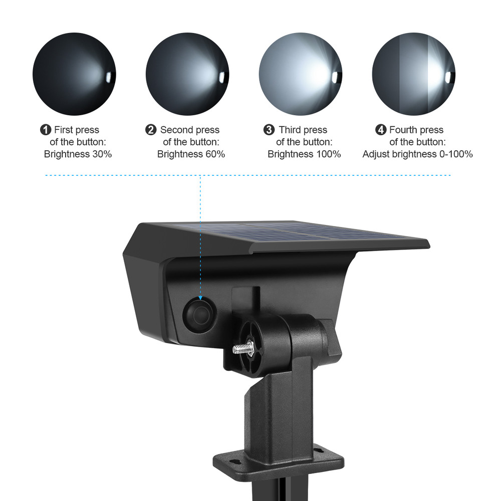 Waterproof Garden Landscape Lawn Solar Spotlight, 3 Modes Dimmable Outdoor Lights for Patio, Driveway, Walkway, Yard