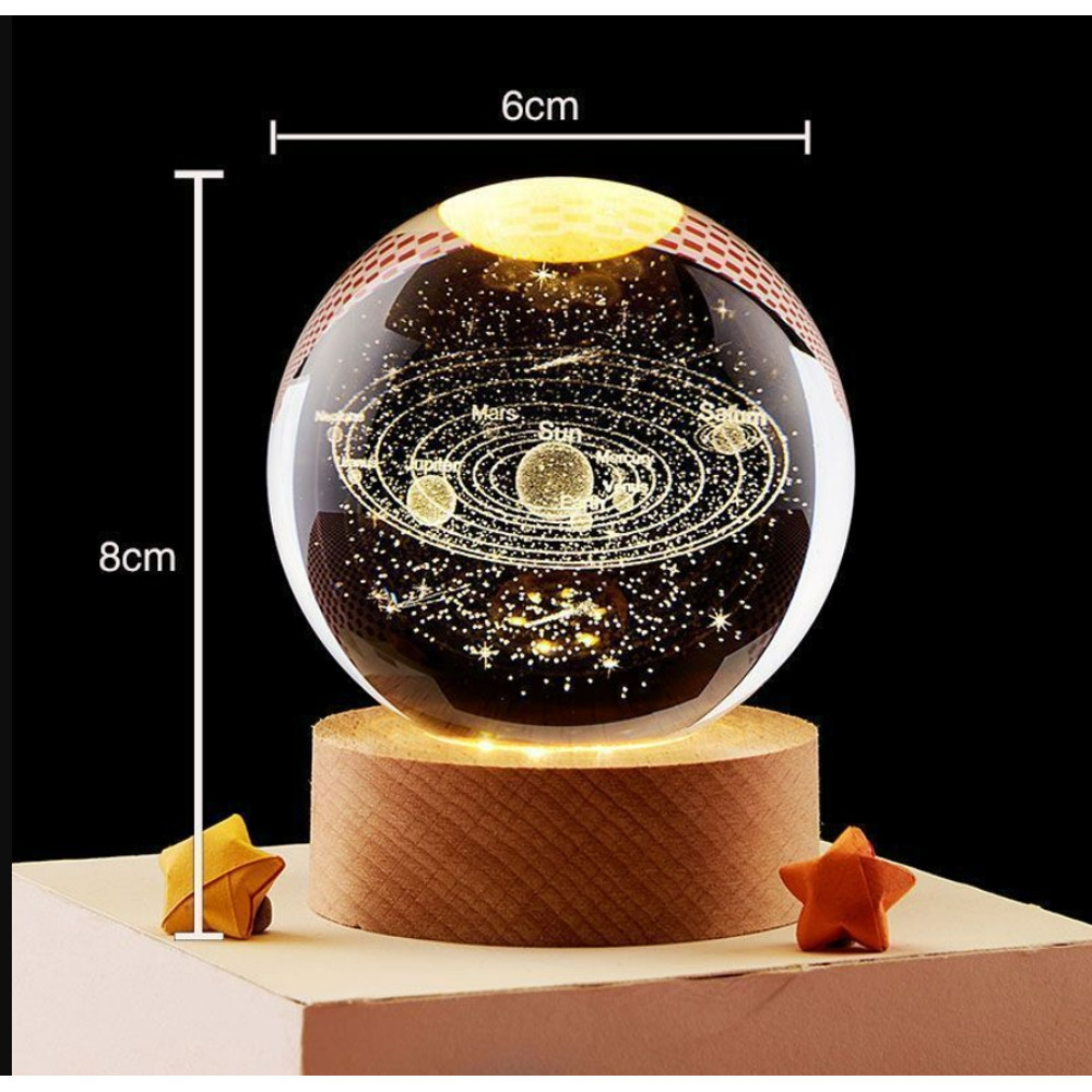 3D Planet Moon Glowing Table Lamp LED Night Light Galaxy Crystal Ball Bedroom Bedside Lamp Home Dec 1