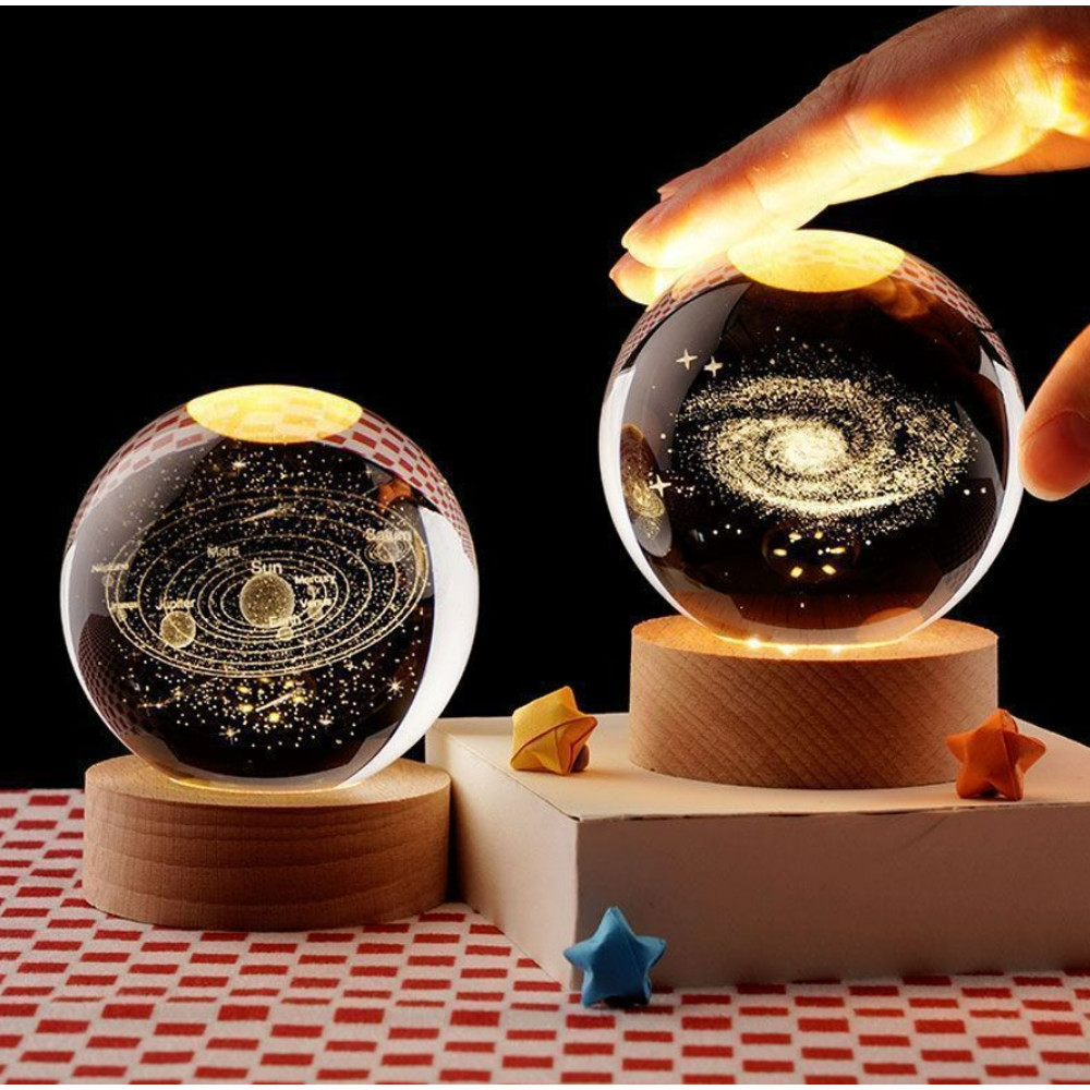 3D Planet Moon Glowing Table Lamp LED Night Light Galaxy Crystal Ball Bedroom Bedside Lamp Home Dec 2