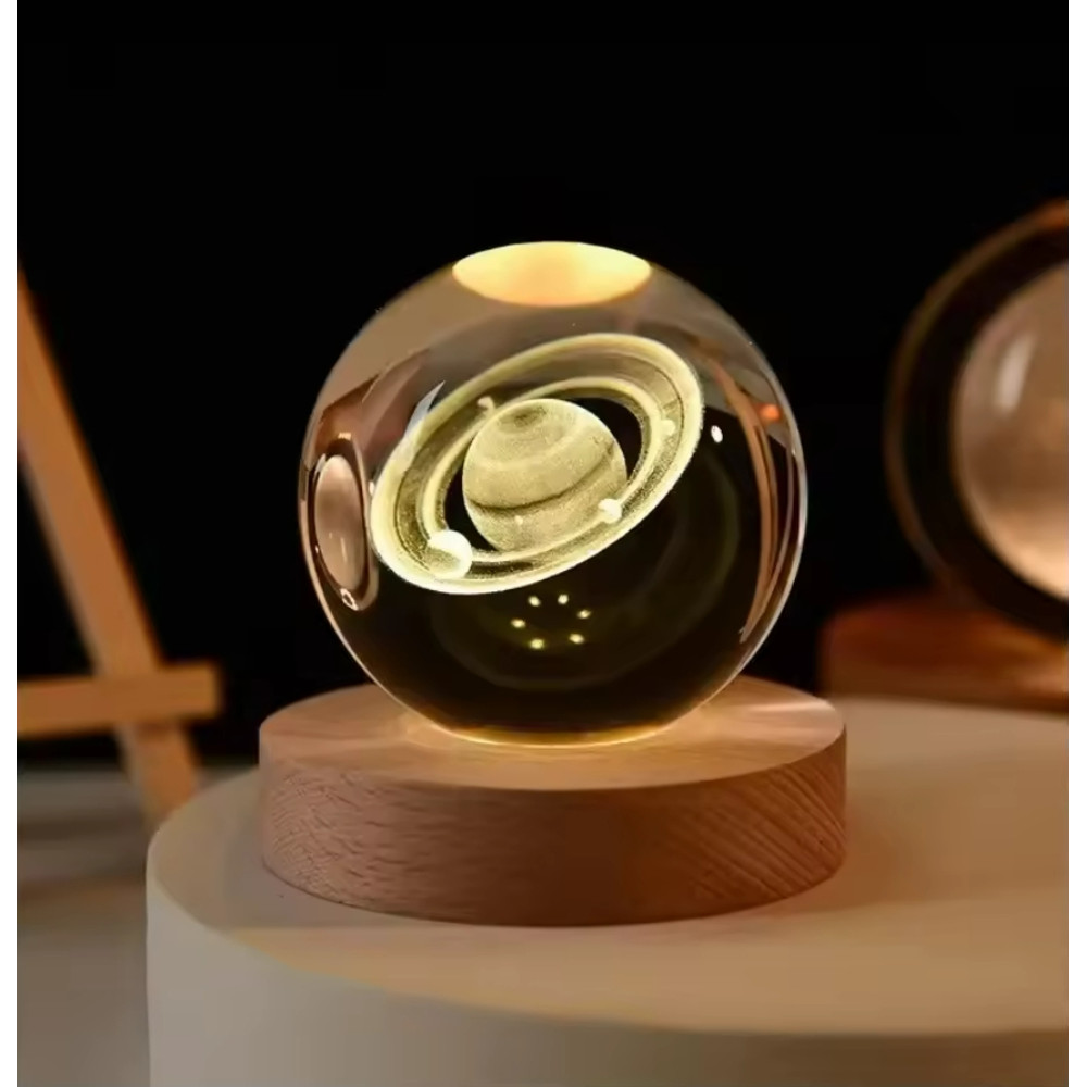 3D Planet Moon Glowing Table Lamp LED Night Light Galaxy Crystal Ball Bedroom Bedside Lamp Home Dec 6