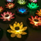 Solar Powered Artificial Floating Lotus Night Lights LED Garden Pool Lantern Energy Saving Lamp For 1