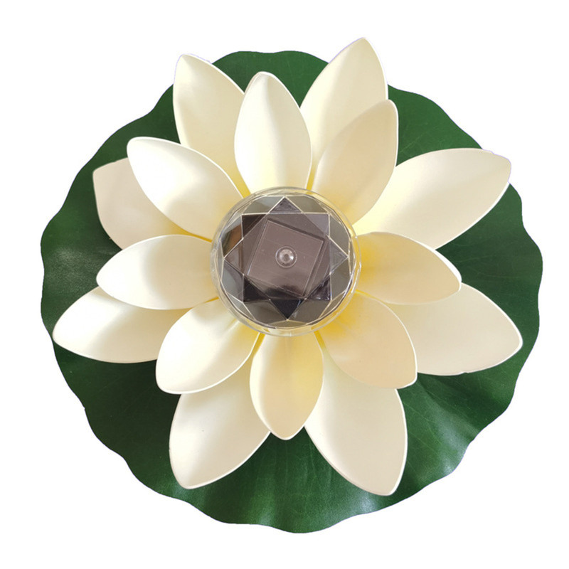 Solar Powered Artificial Floating Lotus Night Lights LED Garden Pool Lantern Energy Saving Lamp For 7