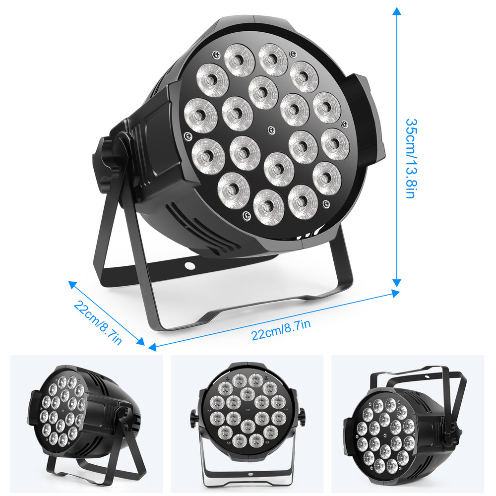 Uking RGB 4in1 18 LED Par Stage Light DMX 512 Control, Flat Uplights, Party DJ Disco Christmas Lighting