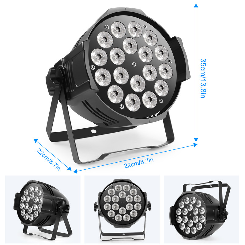 Uking RGB 4in1 18 LED Par Stage Light DMX 512 Control, Flat Uplights, Party DJ Disco Christmas Lighting