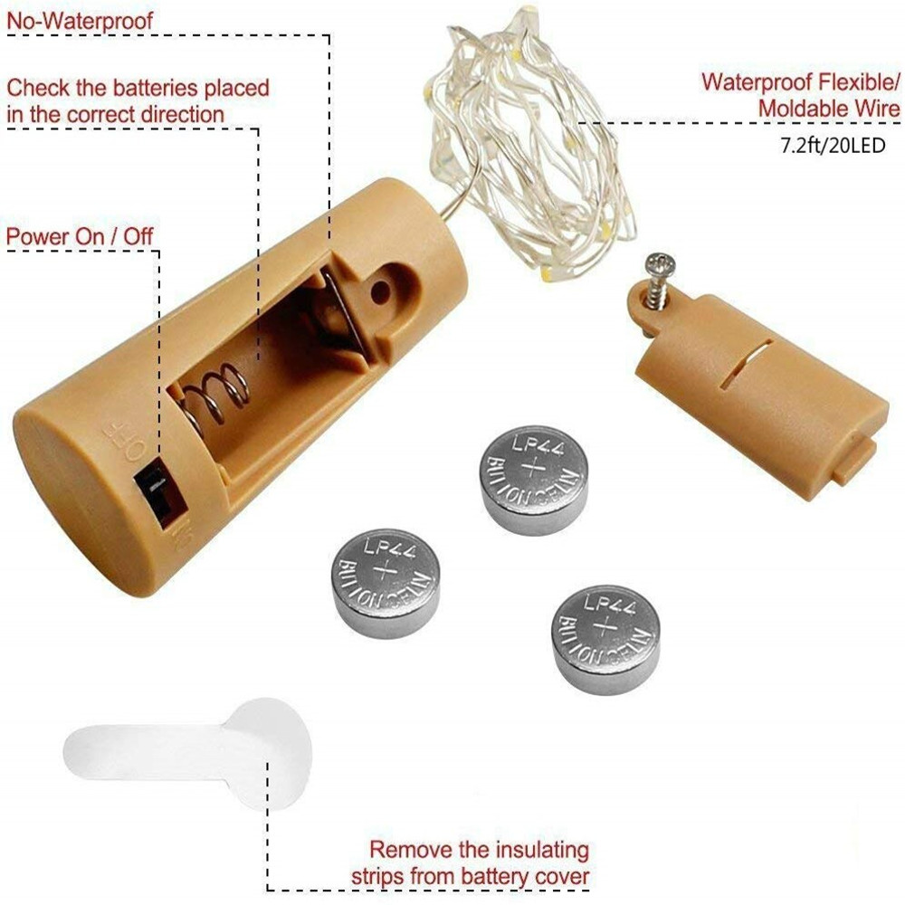 Copper Wire Bar LED Wine Bottle Cork String Lights, Bottle Fairy Lights, Holiday Christmas Lamp Decoration for Home Part