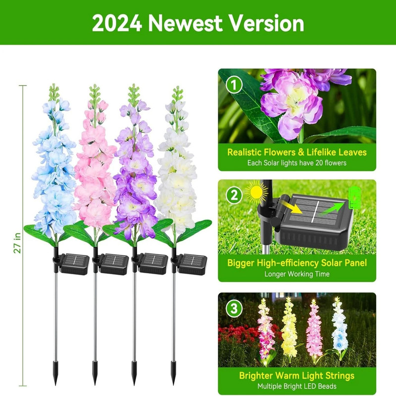 Solar Lights For Outside With 36 LEDs 4 Pack Outdoor Solar Flowers Lights Upgraded Solar Garden Lig 4