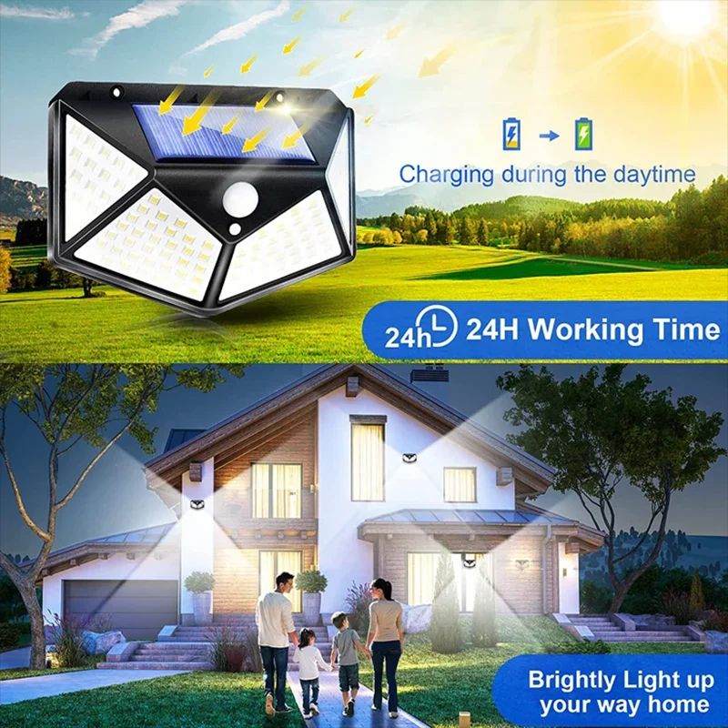 Outdoor Solar Lights With Motion Sensor IP65 Waterproof Auto On Off Wall Lamps For Garden Patio Yar