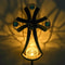 Solar Cross Garden Outdoor Lights With Crack Glass LED Waterproof Metal Stakes For Cemetery Decorat 1