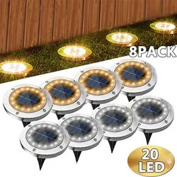 solar lights outdoor disk lamp, buried solar spotlight for garden lawn, home yard pathway decoration lighting