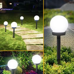 outdoor solar led garden round ball bulb light, waterproof lawn landscape lamp, ground plug decorative villa lantern