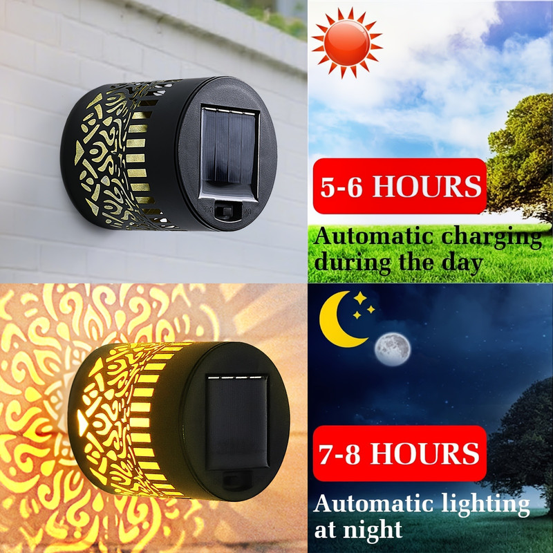 Solar Wall Lights IP65 Metal Outdoor, Wall Theme Fence Lights Garden, Backyard Decoration Outdoor Front Door Lantern