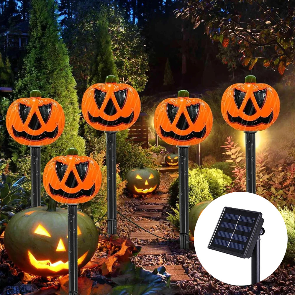 Halloween Decorative Torch Outdoor Solar Lights Pumpkin Lamp Waterproof Floor Mounted Lawn Garden C 0
