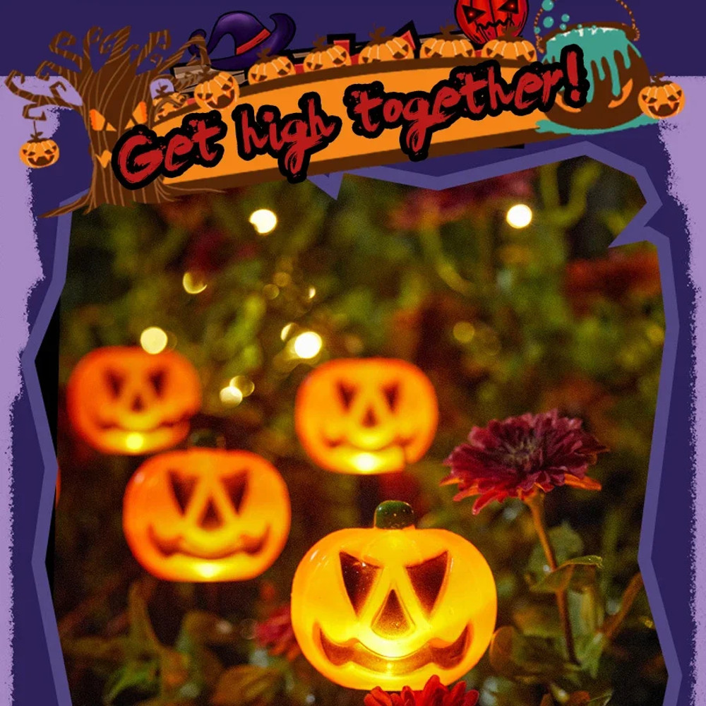 Halloween Decorative Torch Outdoor Solar Lights Pumpkin Lamp Waterproof Floor Mounted Lawn Garden C 1