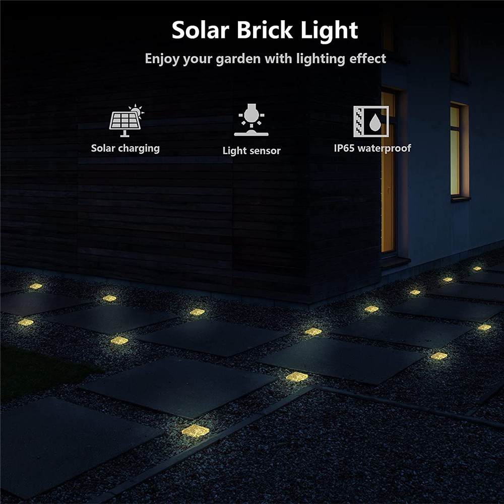 Solar Brick Ice Cube Light Outdoor Waterproof LED Sunlight Garden Yard Pathway Step Party Christmas Landscape Lamp