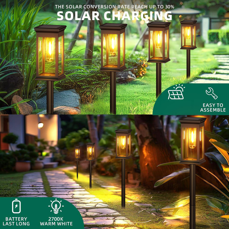 Solar Lights Upgraded 2700K Warm White Super Bright 12Hrs Waterproof For Yard Garden Patio Path Lig 3