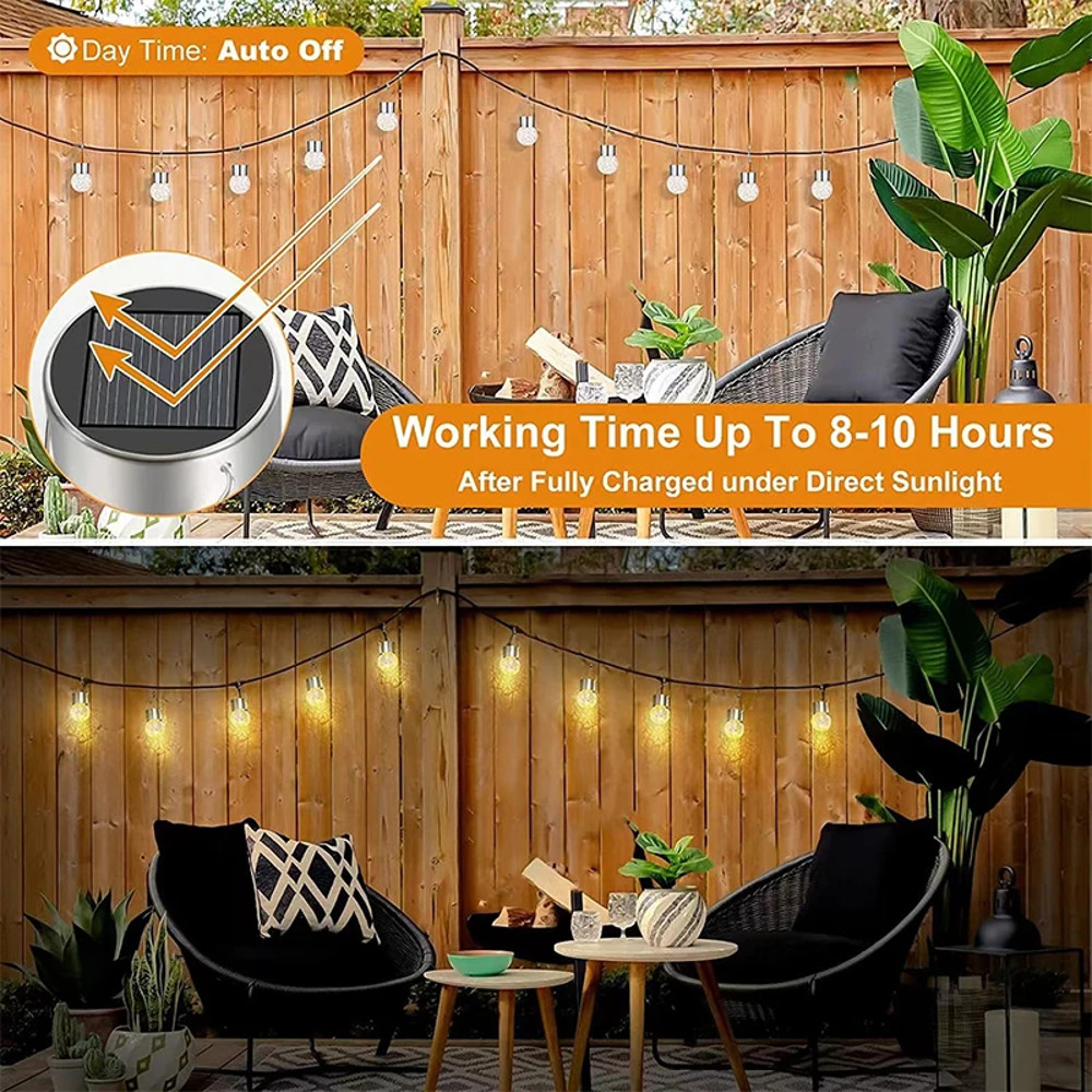 Waterproof Solar Hanging Lights for Outdoors Cracked Glass Lanterns, Garden Yard Fence Tree Patio Christmas Decoration