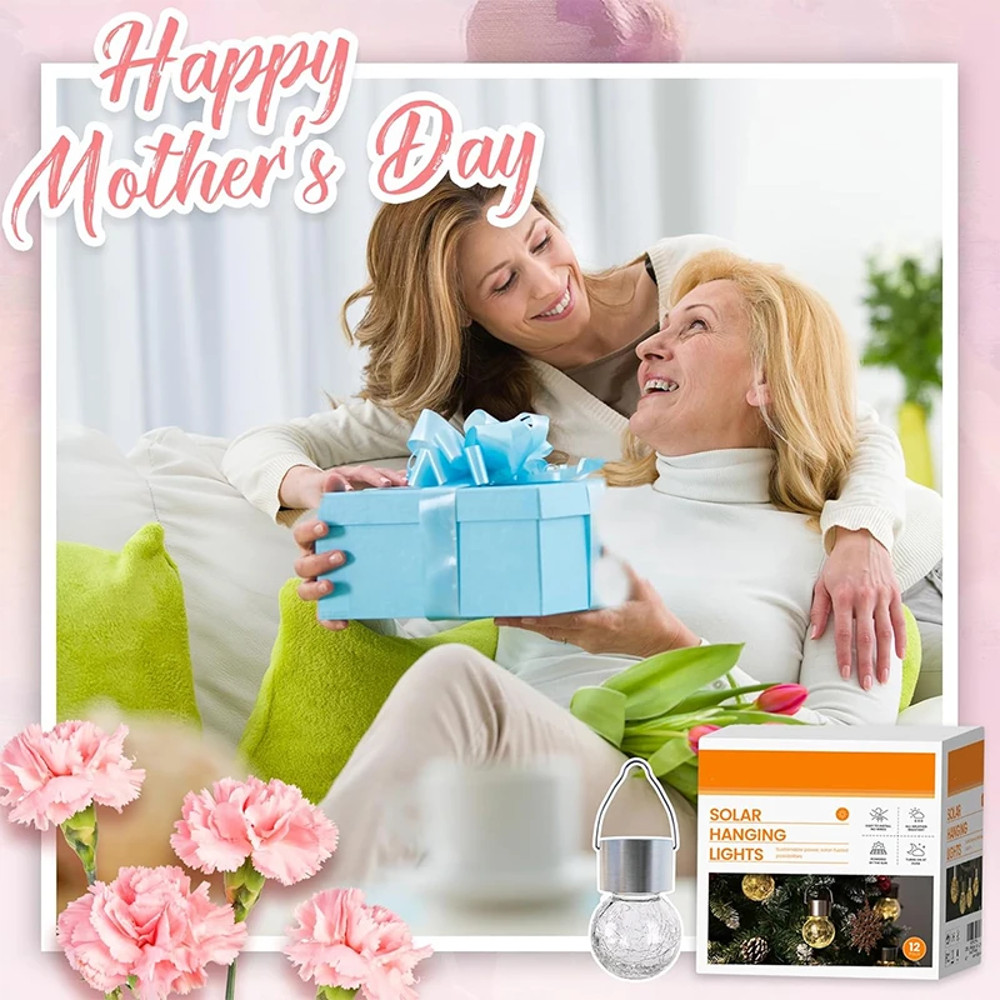 Waterproof Solar Hanging Lights for Outdoors Cracked Glass Lanterns, Garden Yard Fence Tree Patio Christmas Decoration