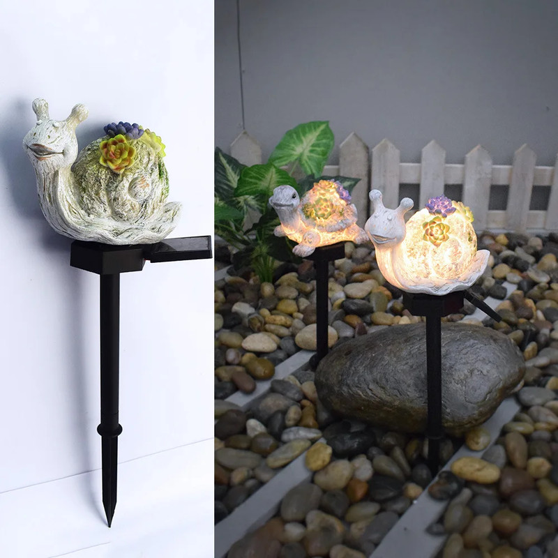Modern Garden Decoration Snail Outdoor, Solar New Magnesium Oxide Resin Light, Waterproof Garden Plug Landscape Lighting