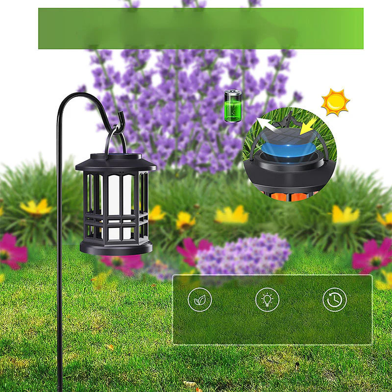 Outdoor Upgraded Flashing Flame Solar Lantern, IP65 Waterproof Wall Lamp, Garden Landscape Light, Garden Decor