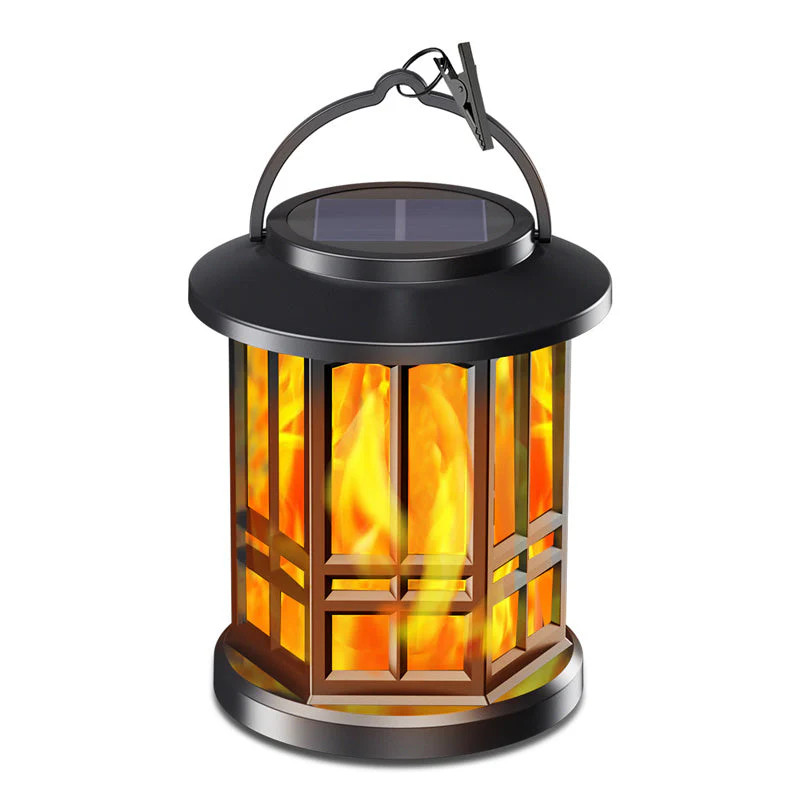 Outdoor Upgraded Flashing Flame Solar Lantern, IP65 Waterproof Wall Lamp, Garden Landscape Light, Garden Decor