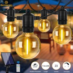 solar string light outdoor, waterproof globe solar patio lights with remote, dimmable hanging lights for backyard