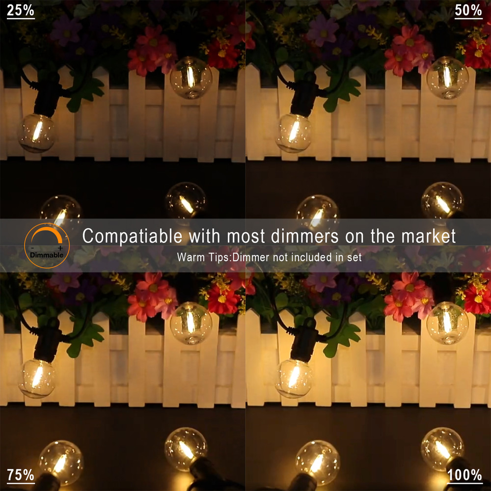 Solar String Light Outdoor, Waterproof Globe Solar Patio Lights with Remote, Dimmable Hanging Lights for Backyard