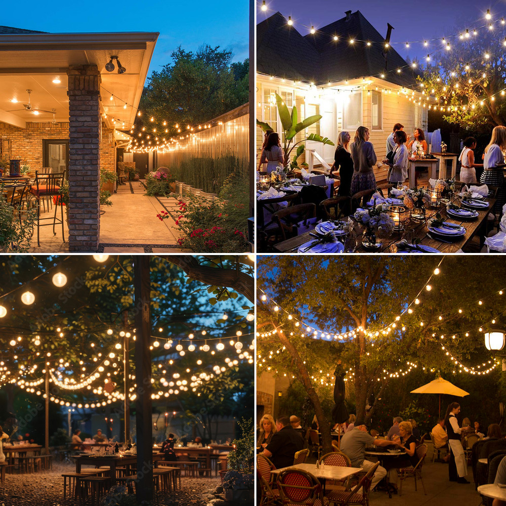 Solar String Light Outdoor, Waterproof Globe Solar Patio Lights with Remote, Dimmable Hanging Lights for Backyard