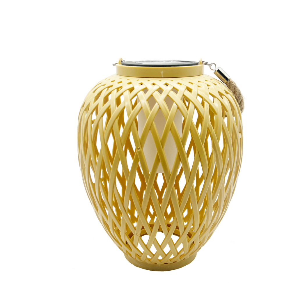Solar Imitation Bamboo Lantern Outdoor Courtyard Decoration Garden Light Waterproof Plastic Rattan 7