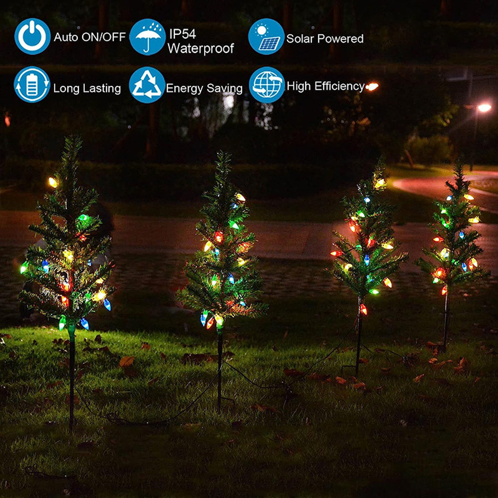 Waterproof Solar Simulation Christmas Tree Lights for Outdoor Party, Lawn Garden Terrace Porch, Landscape Decor