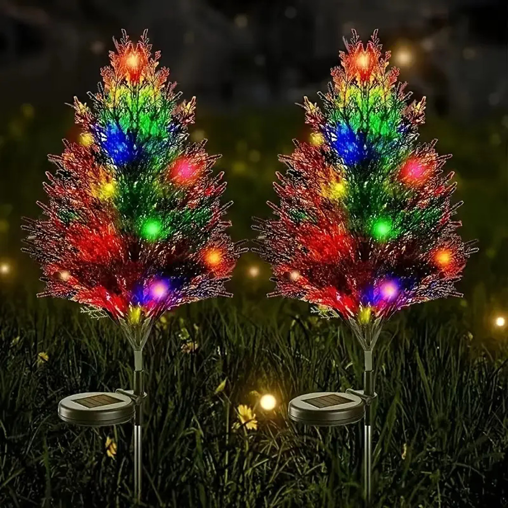 Outdoor Multicolor Solar Pine Tree Light, Christmas Lawn Decoration, Garden Pathway Landscape Lamp for Holiday Yard