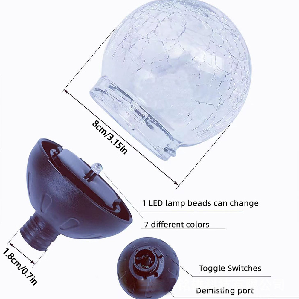 Waterproof LED New Garden Solar Lights Cracked Glass Ball for Outdoor Decor, Pathway Patio Yard Lawn Lighting