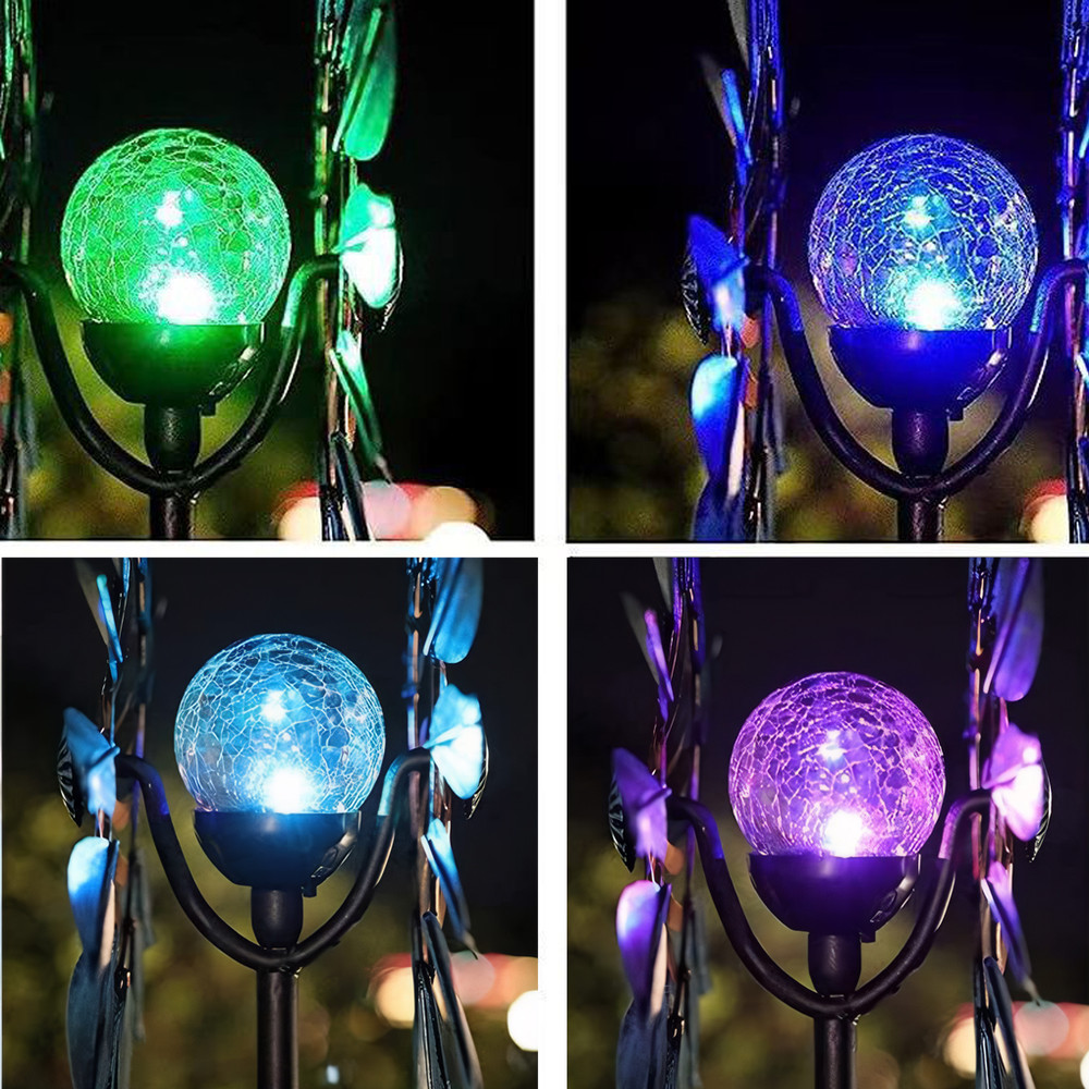Waterproof LED New Garden Solar Lights Cracked Glass Ball for Outdoor Decor, Pathway Patio Yard Lawn Lighting
