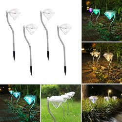 diamond solar lights, solar 4pcs led diamond light for walkway, lawn, patio, yard, driveway path landscape