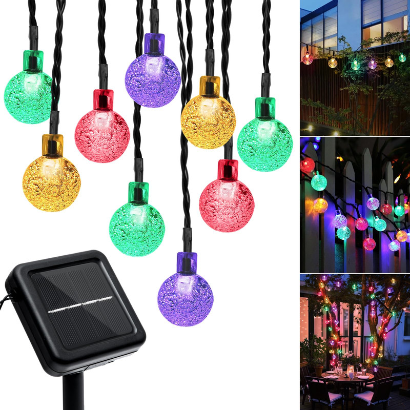 Outdoor Solar String Lights Bubble Fairy Lights for Yard, Tree, Party, Christmas, Easter, Garden Camping Decoration