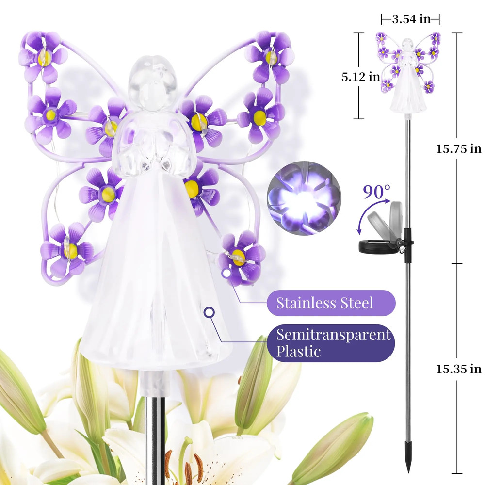 Angel Solar Garden Light Outdoor Waterproof Pathway Decoration, Solar Landscape Lights, Grave Cemetery Sympathy Gift