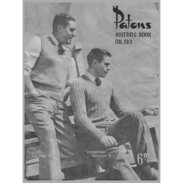 Knitting Pattern Mens Cardigans and Jumpers Patons Book 193 Vintage.jpg