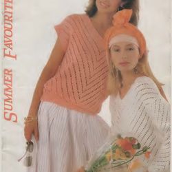 Knitting Pattern for Womens Jumpers Tops Sweater Patons 795 Summer Favourites Vintage