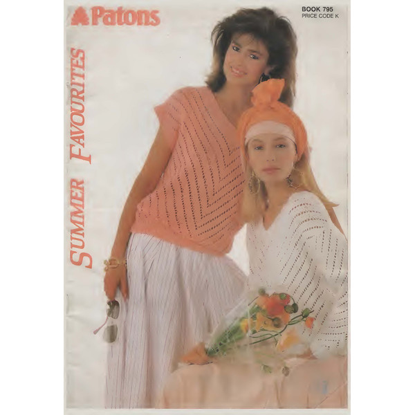 Knitting Pattern for Womens Jumpers Tops Sweater Patons 795 Summer Favourites Vintage.jpg