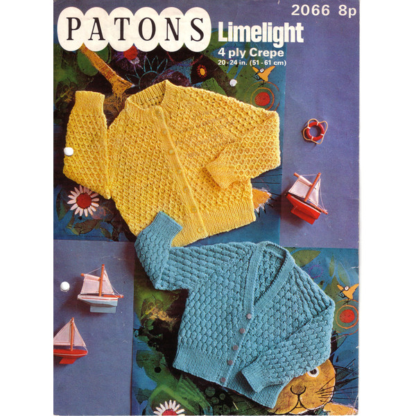 Vintage Knitting Pattern for Baby Cardigans Patons 2066 Playtime.jpg