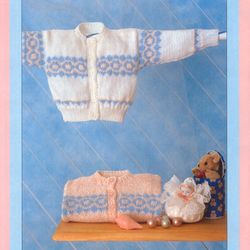 Vintage Knitting Pattern for Baby Cardigans Patons 4225 Cardigan