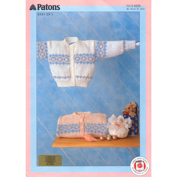 Vintage Knitting Pattern for Baby Cardigans Patons 4225 Cardigan.jpg