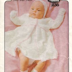 Vintage Jacket Dress Knitting Pattern for Baby Patons 836 Pretty Baby