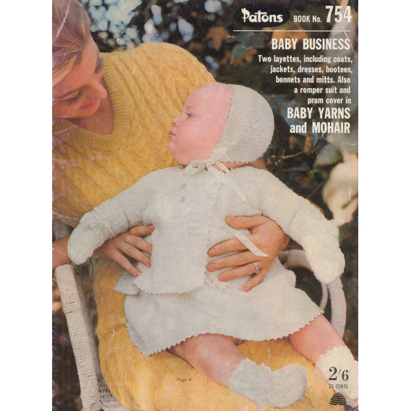 Vintage Coat Jacket Dress Knitting Pattern for Baby Patons 754 Baby Business.jpg