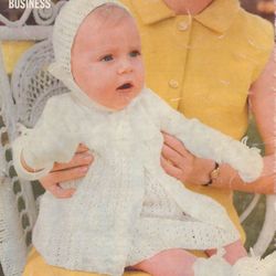 Vintage Coat Jacket Dress Knitting Pattern for Baby Patons 754 Baby Business